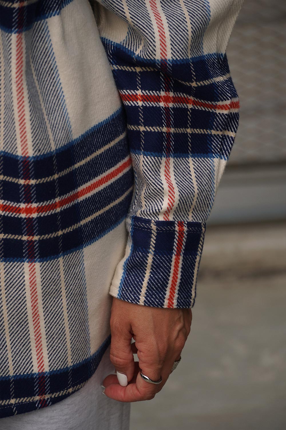 Vintage Blue Premium Thick-Thin Plaid Oversized Shirt - BonkersCorner