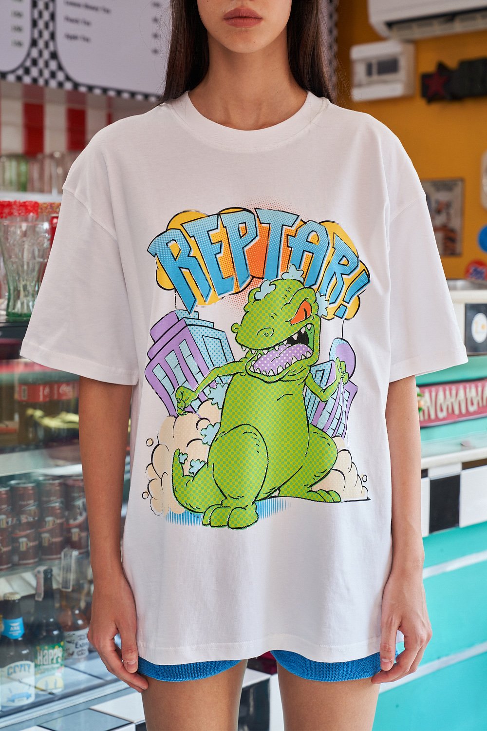 White Reptar Oversized T-Shirt - BonkersCorner