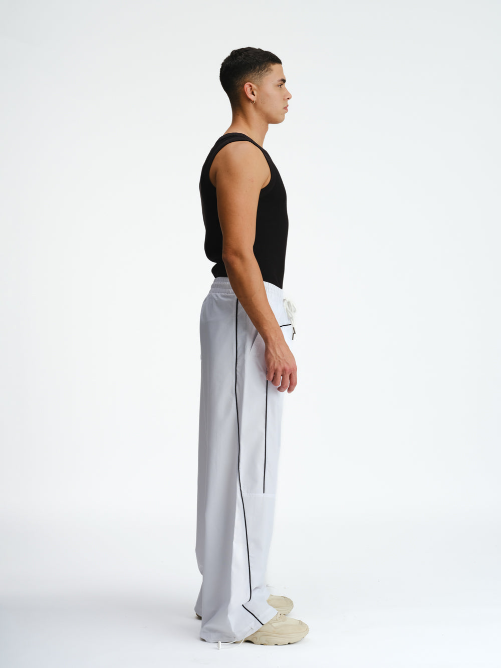 White Sporty Deconstructed Loose Pants - BonkersCorner
