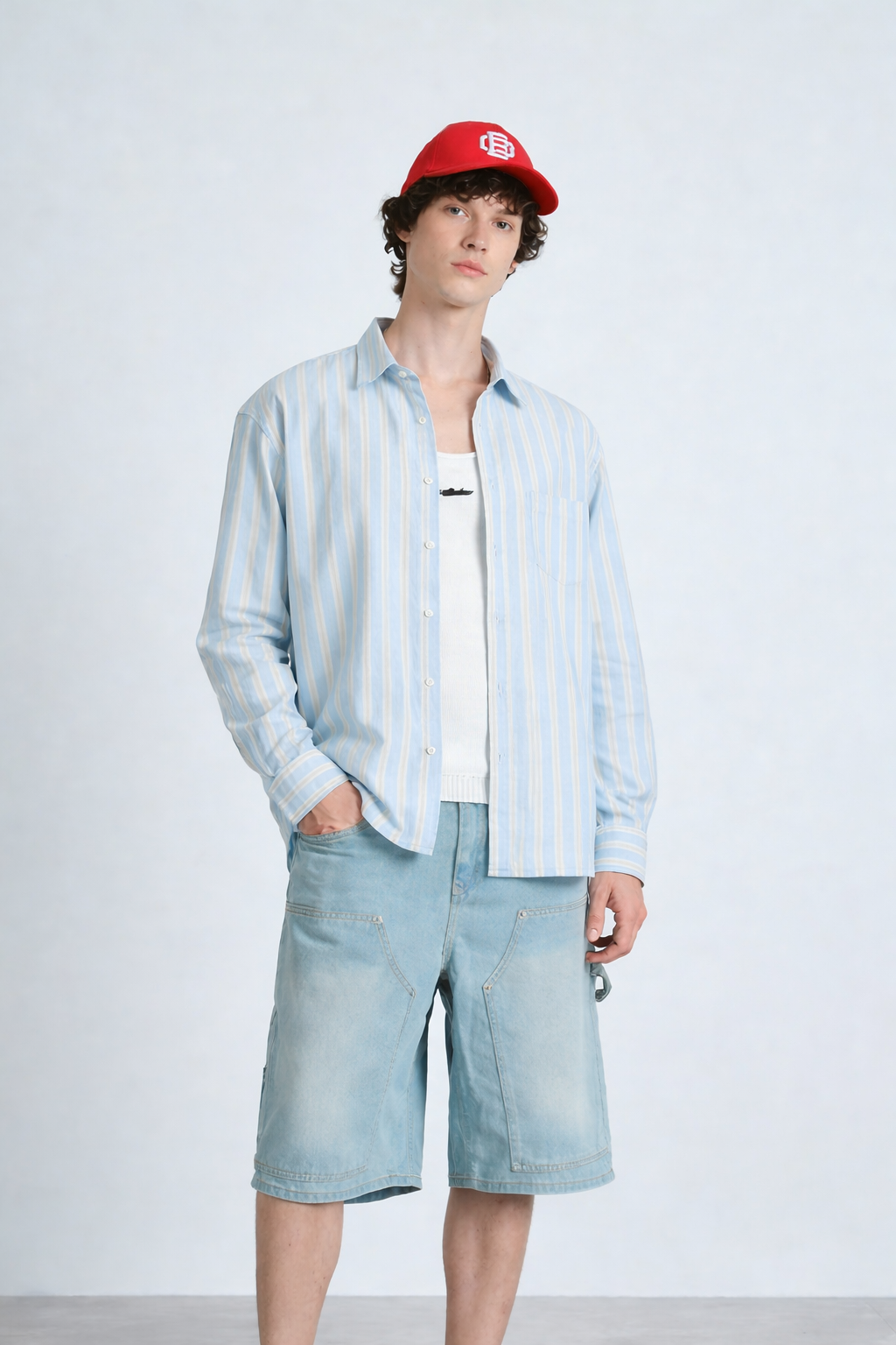 Blue Beige Striped Full Sleeve Shirt - BonkersCorner