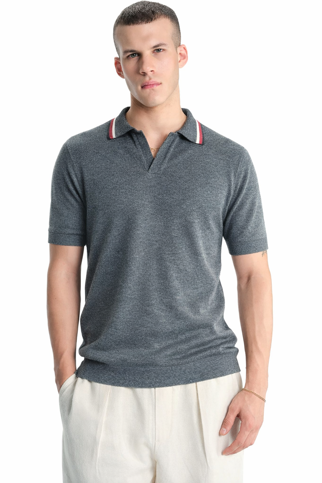 Slate Grey Knit Polo