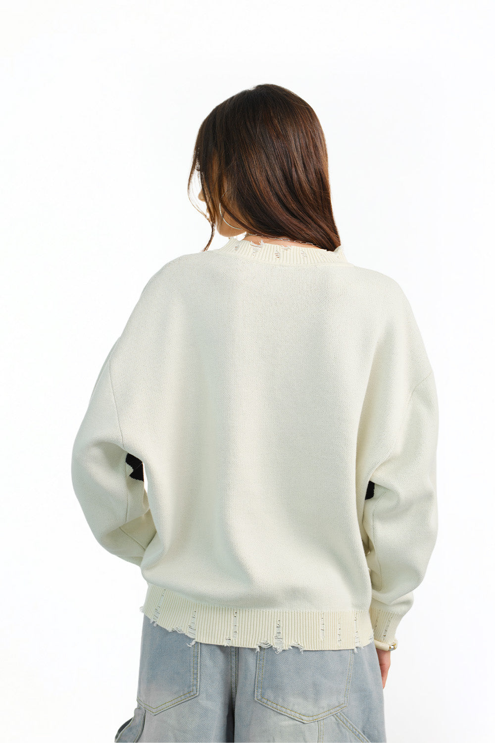 Graffiti Distressed White Pullover - BonkersCorner