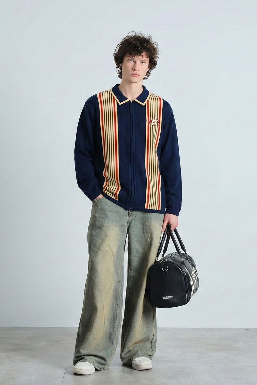 Retro League Knit Zipper Polo