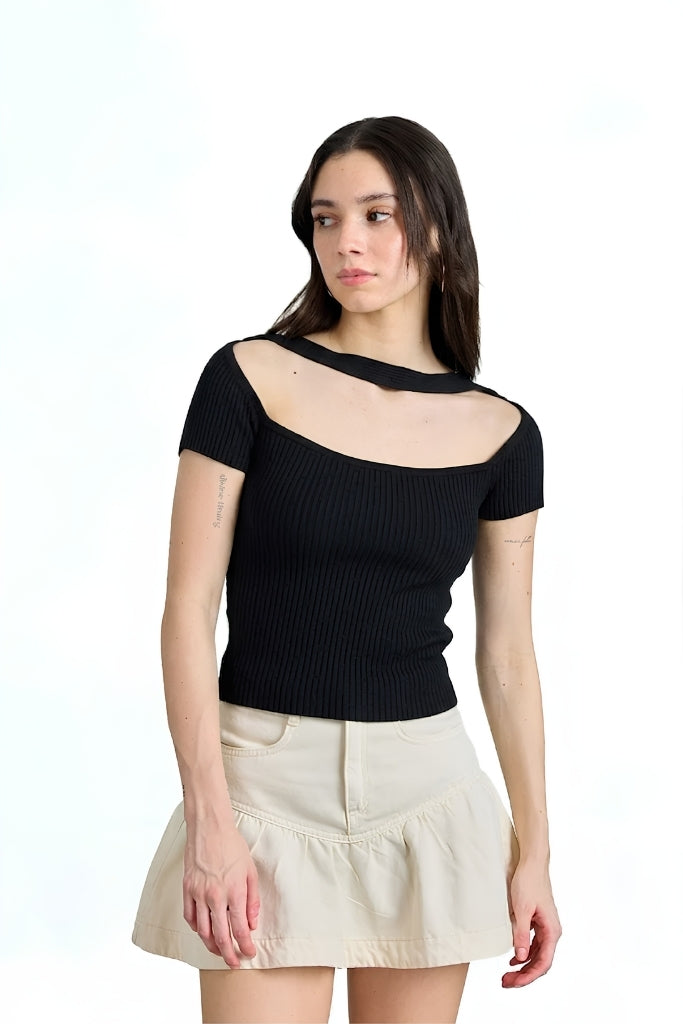 Black Choker Off Shoulder Top