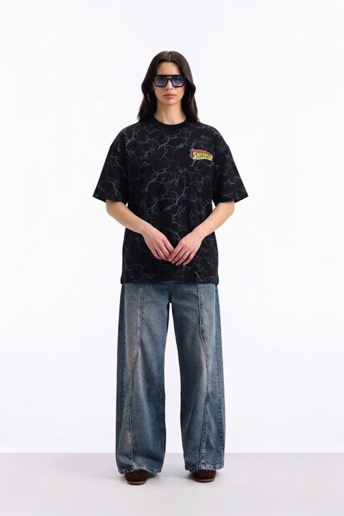 Action Out Of Comics Black Oversized T-shirt - BonkersCorner
