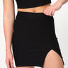 Essential Black Solid A-Line Slit Skirt - BonkersCorner