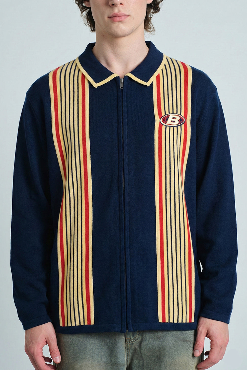 Retro League Knit Zipper Polo