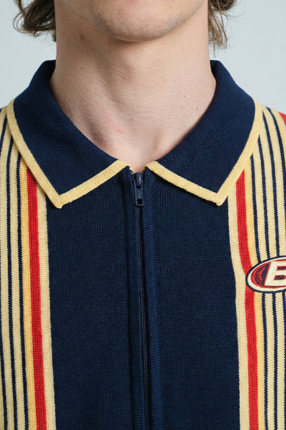 Retro League Knit Zipper Polo