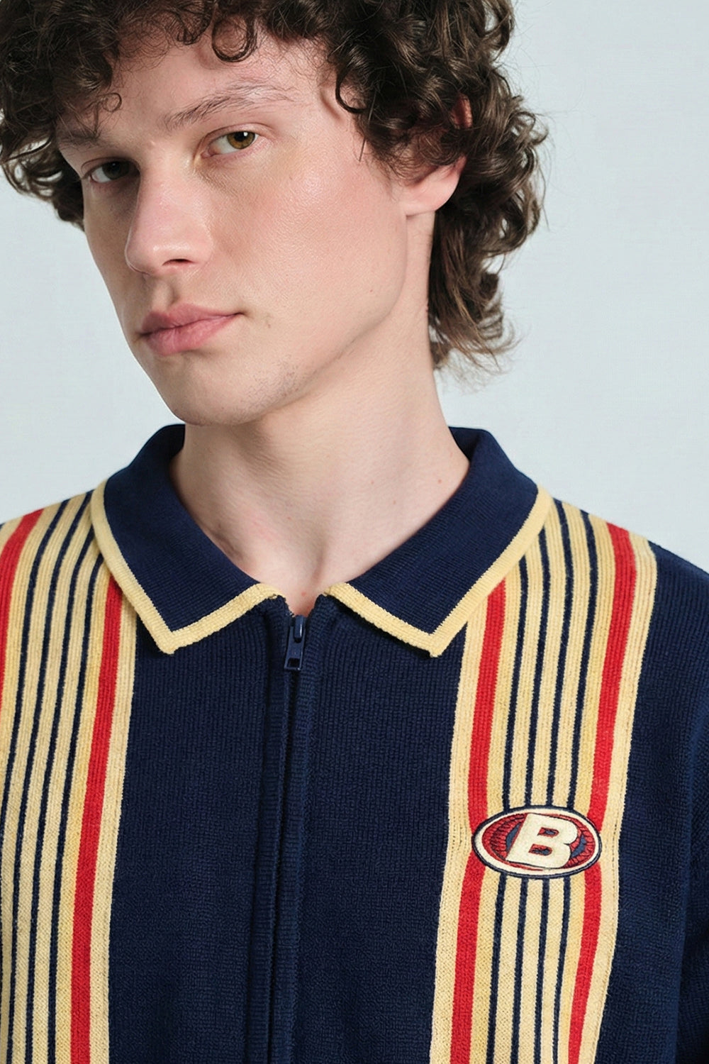 Retro League Knit Zipper Polo