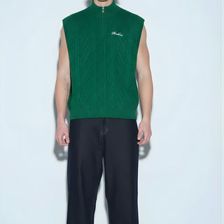 Alpine Moss Cable Knit Vest - BonkersCorner