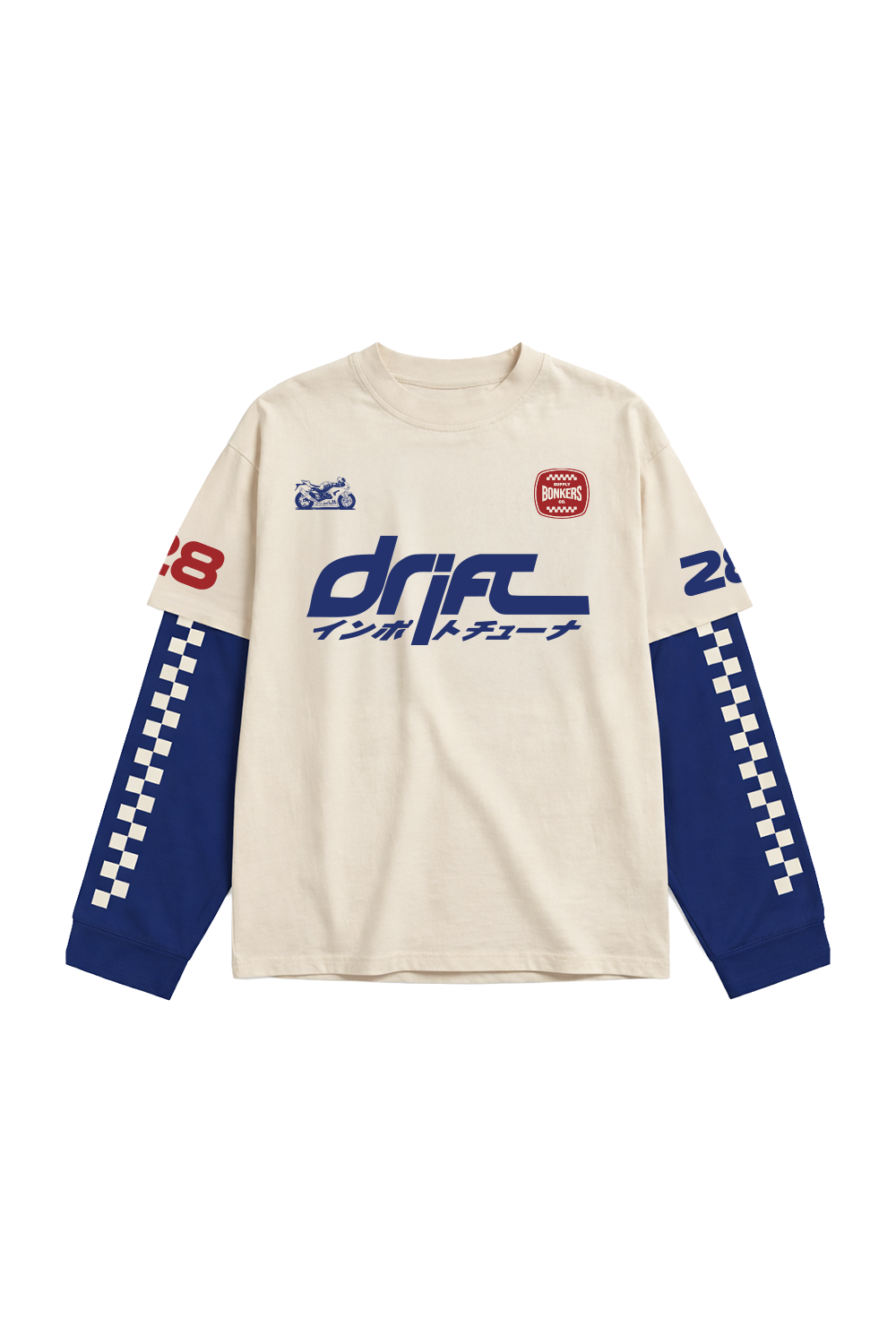 Blue Line Drift Long Sleeve T-shirt - BonkersCorner