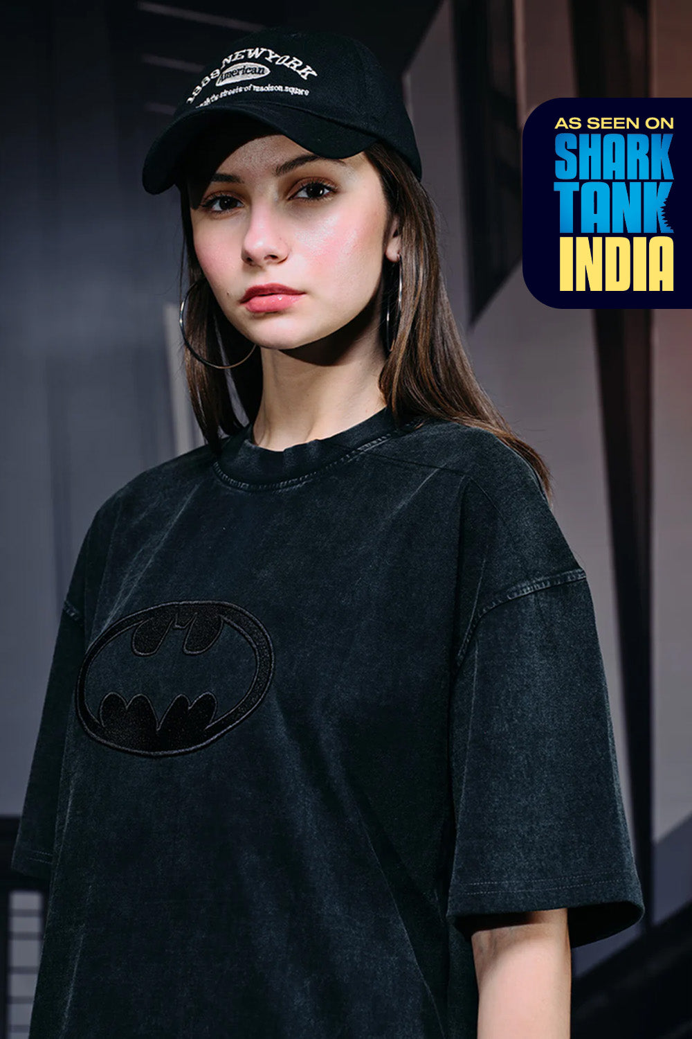 Bat Emblem Faded Oversized T-shirt - BonkersCorner