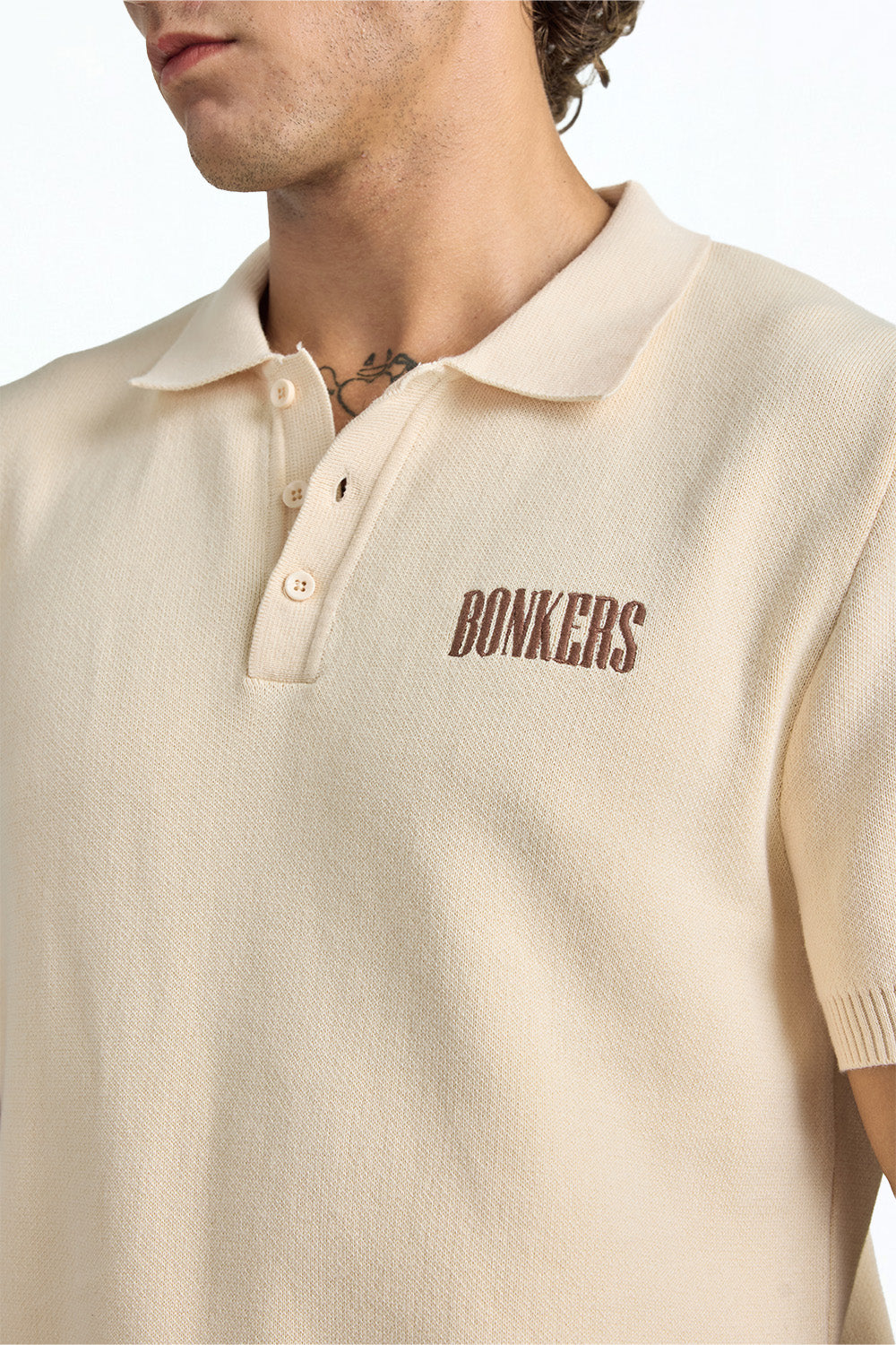 Beige Signature Knit Polo - BonkersCorner