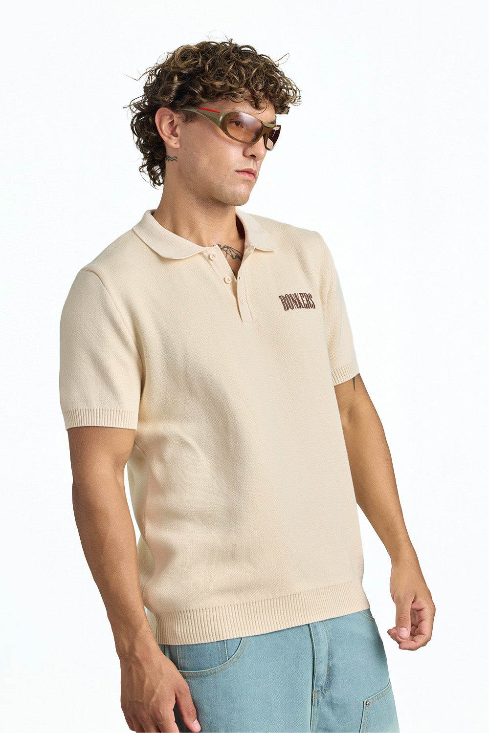 Beige Signature Knit Polo - BonkersCorner