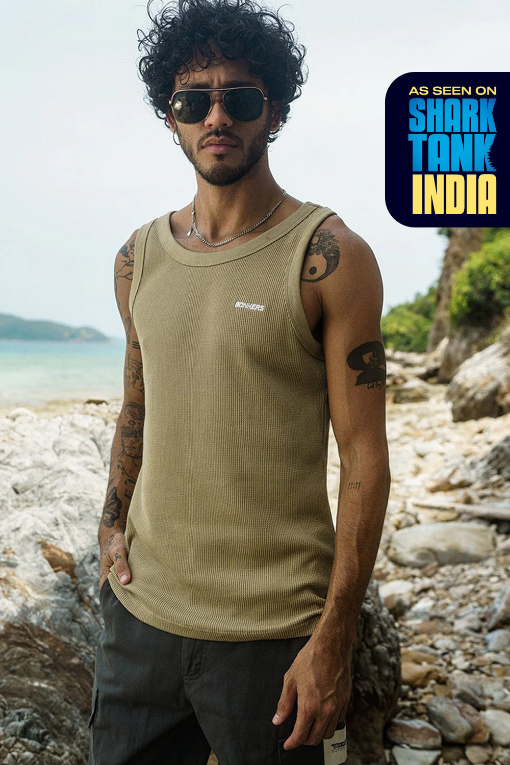 Beige Waffle Tank - BonkersCorner