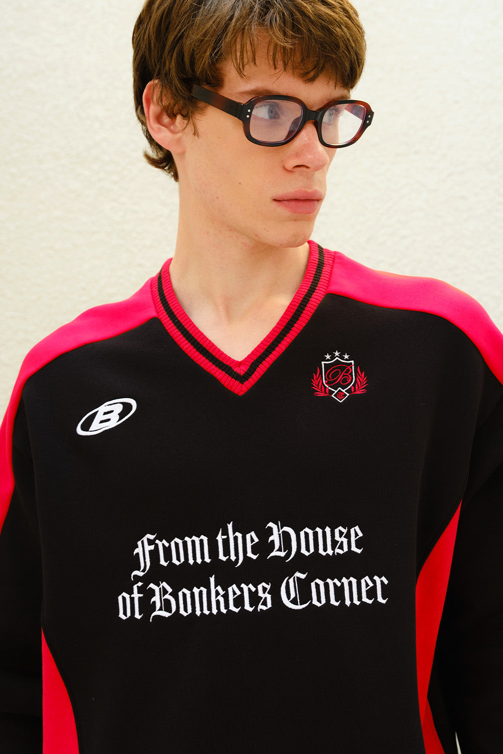 Black Athletic V-Neck Sweatshirt