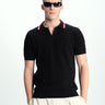 Black Cable Knit Polo - BonkersCorner