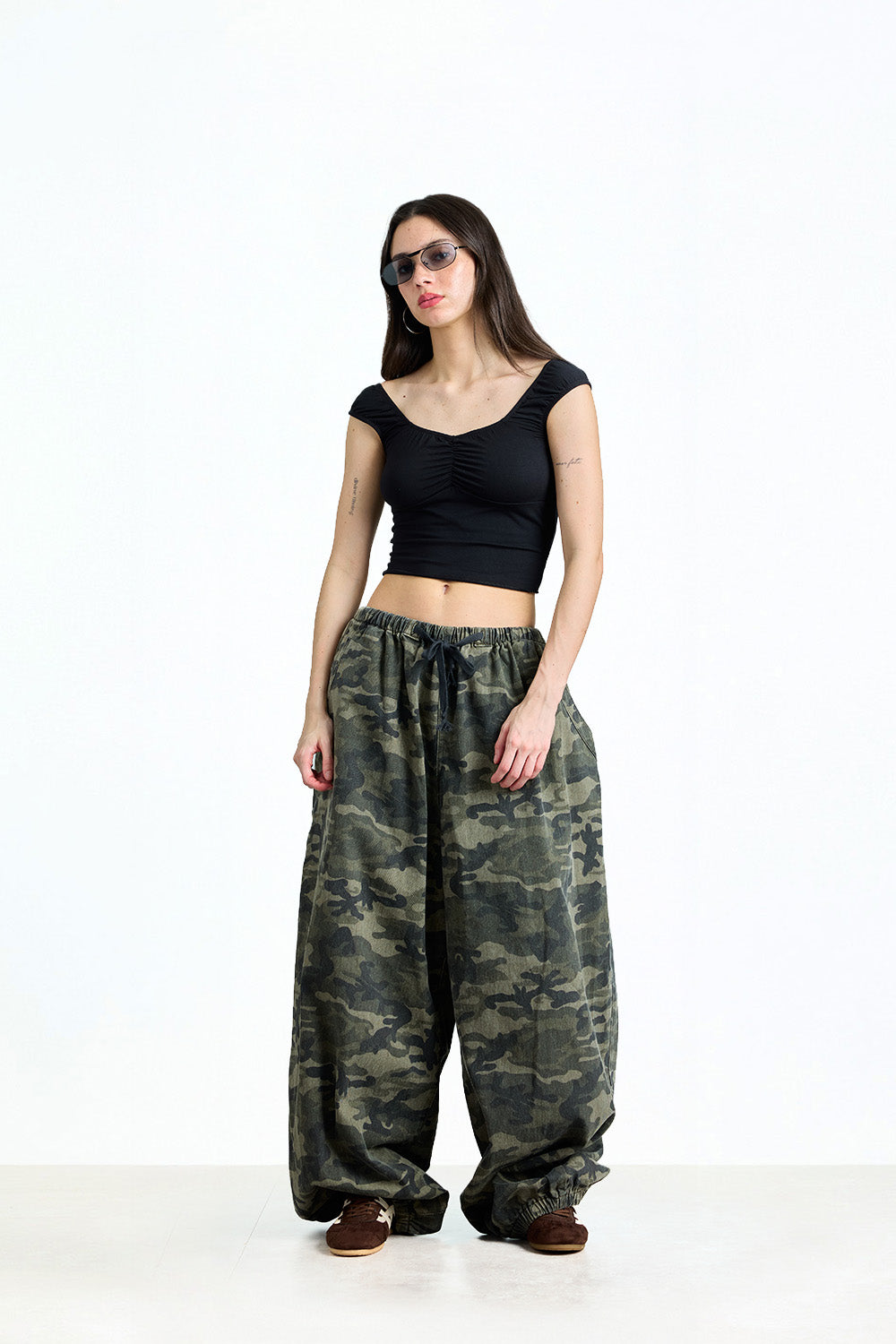 Black Front Ruched Top - BonkersCorner