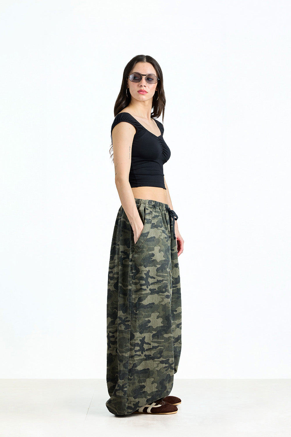 Black Front Ruched Top - BonkersCorner