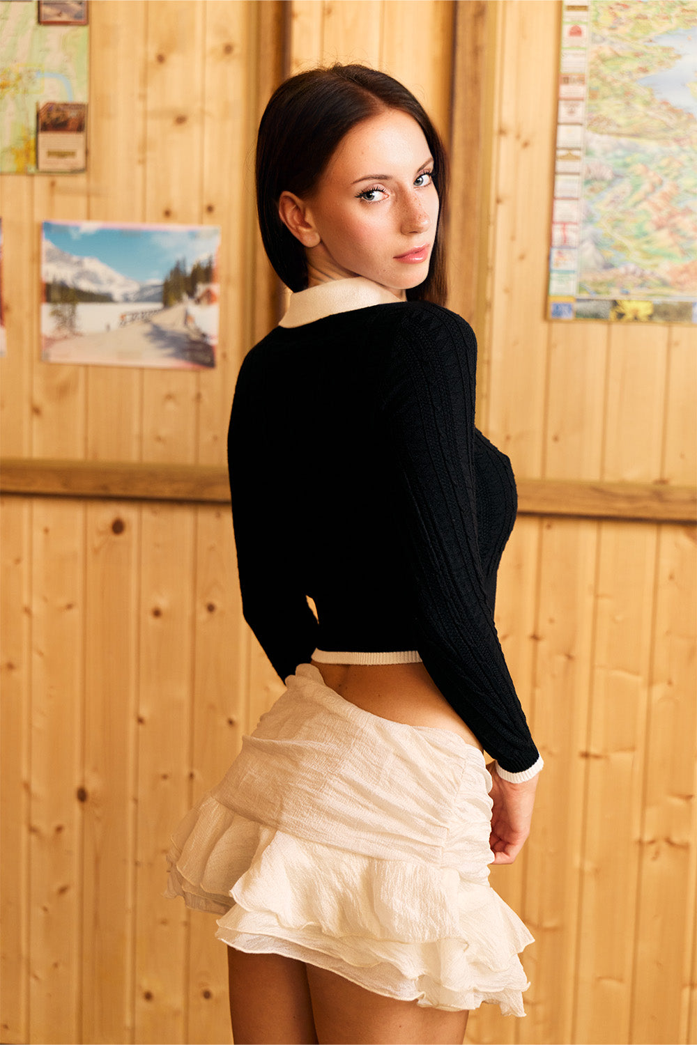 Black Note Collared Knit Top - BonkersCorner