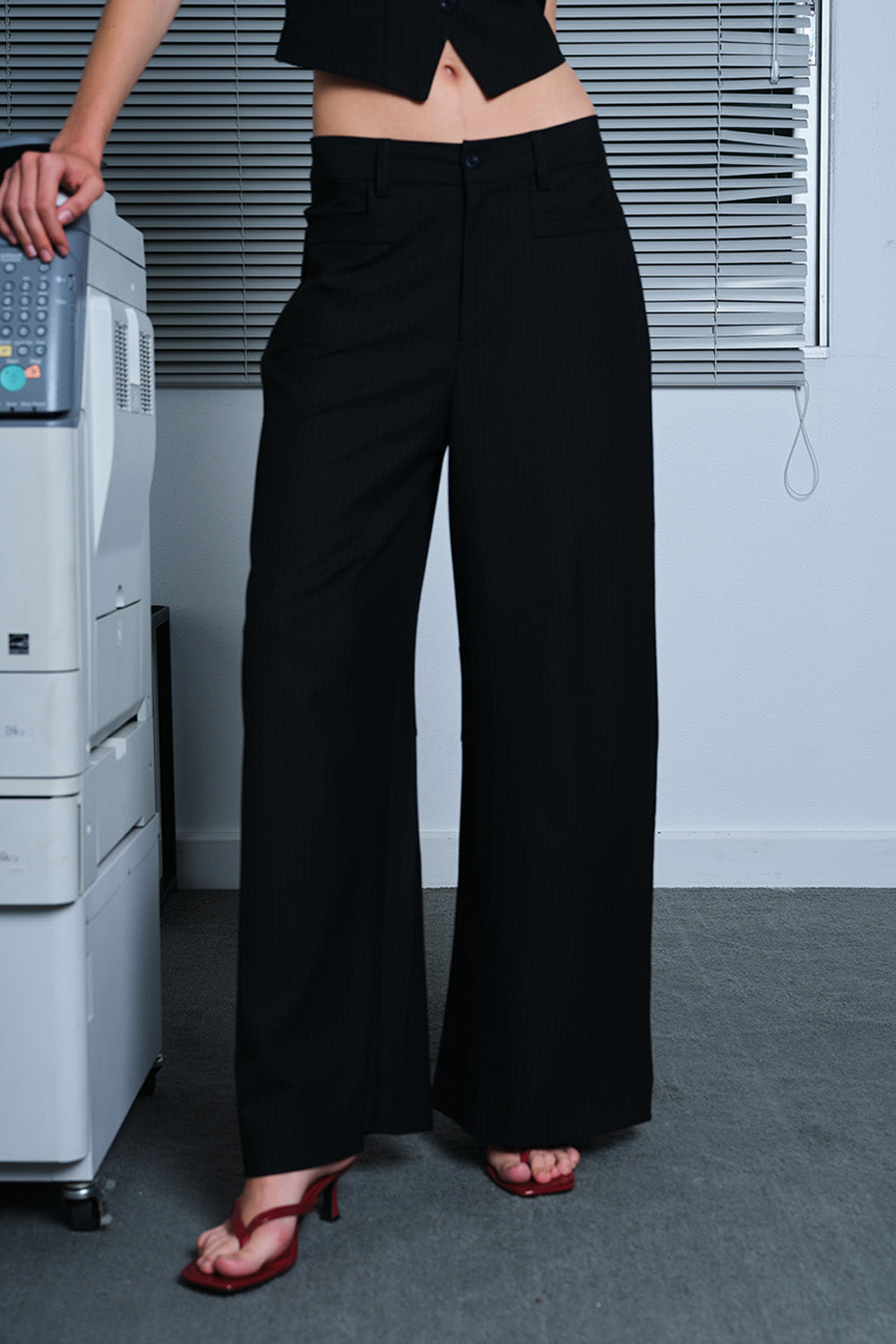 Black Pinstriped Loose Fit Trousers - BonkersCorner
