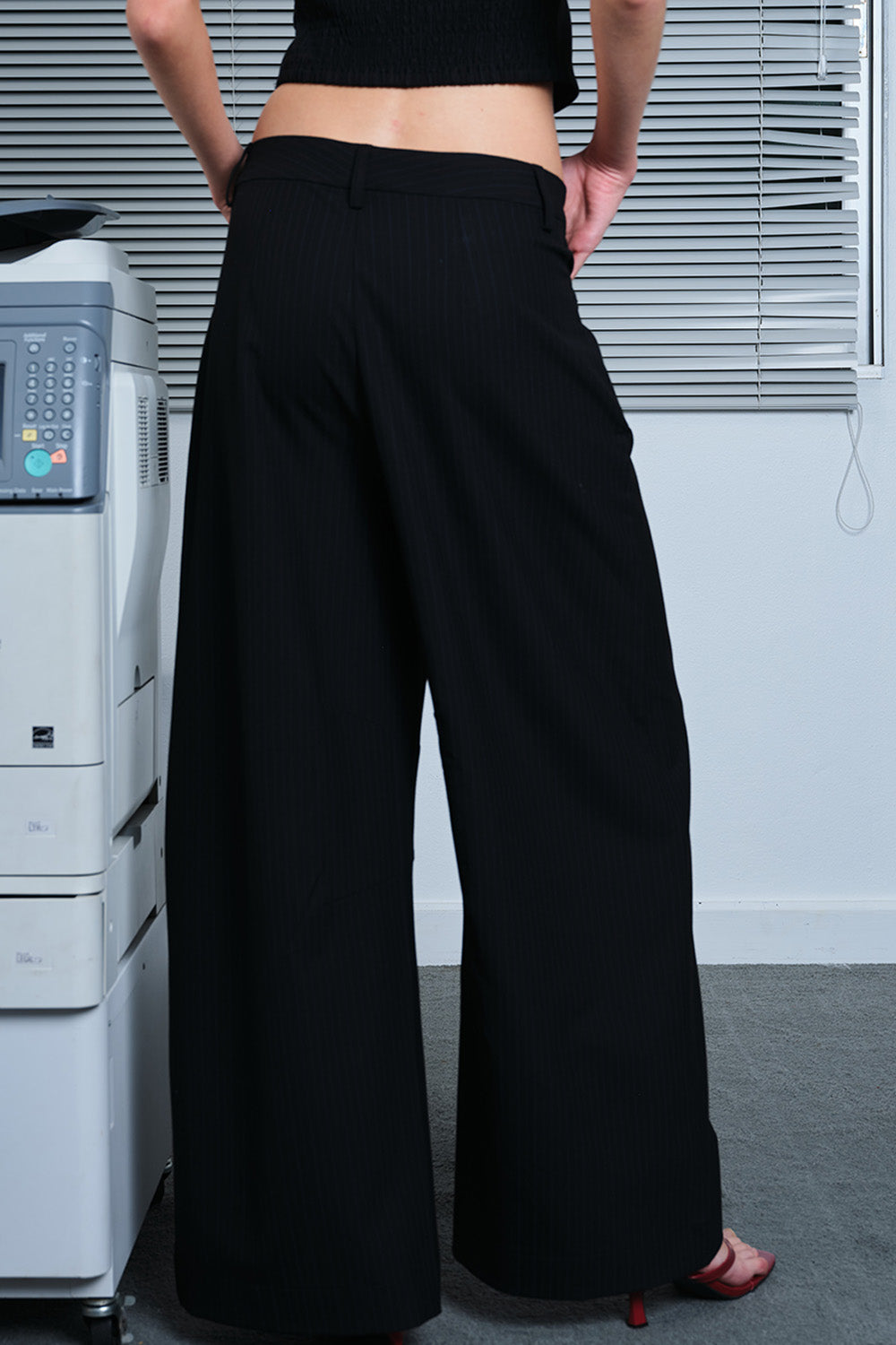 Black Pinstriped Loose Fit Trousers - BonkersCorner