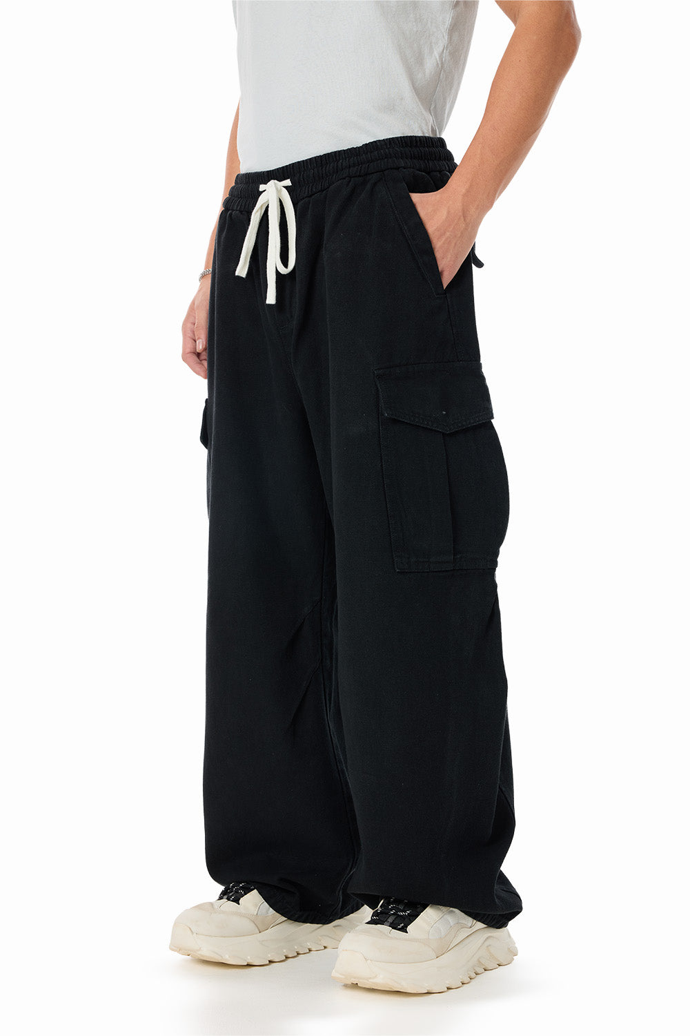 Black Pocket Code Pants