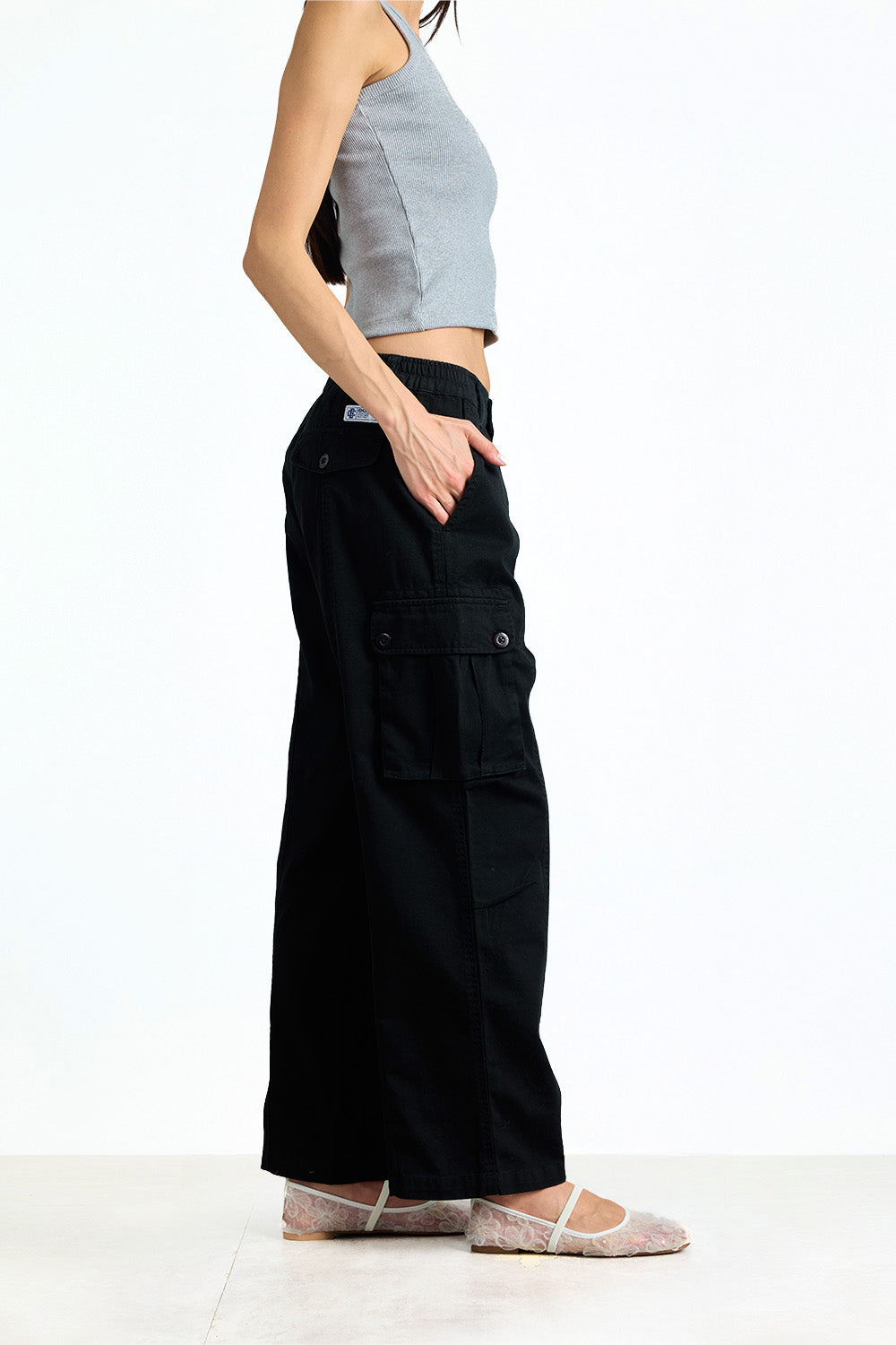Black Static Cargo Pants - BonkersCorner