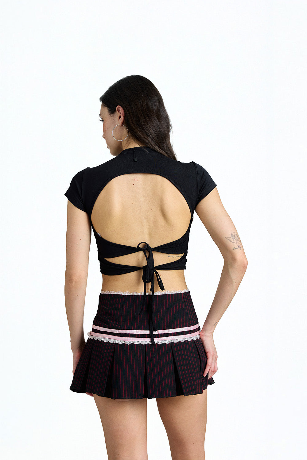 Black Tie-Back Crop Top - BonkersCorner