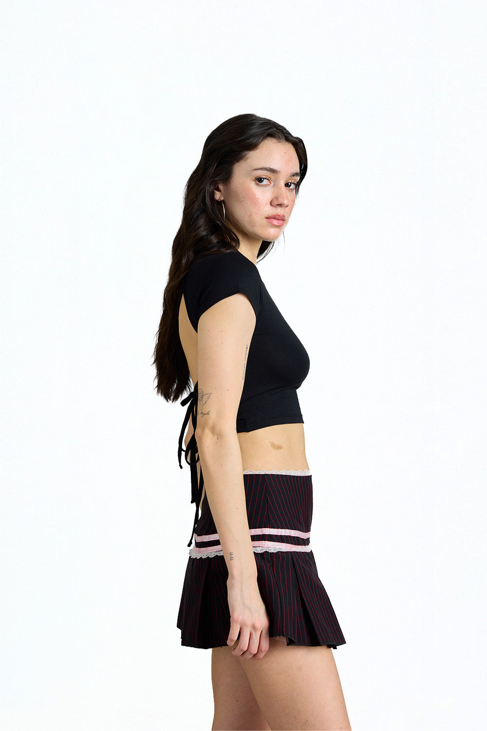 Black Tie-Back Crop Top - BonkersCorner