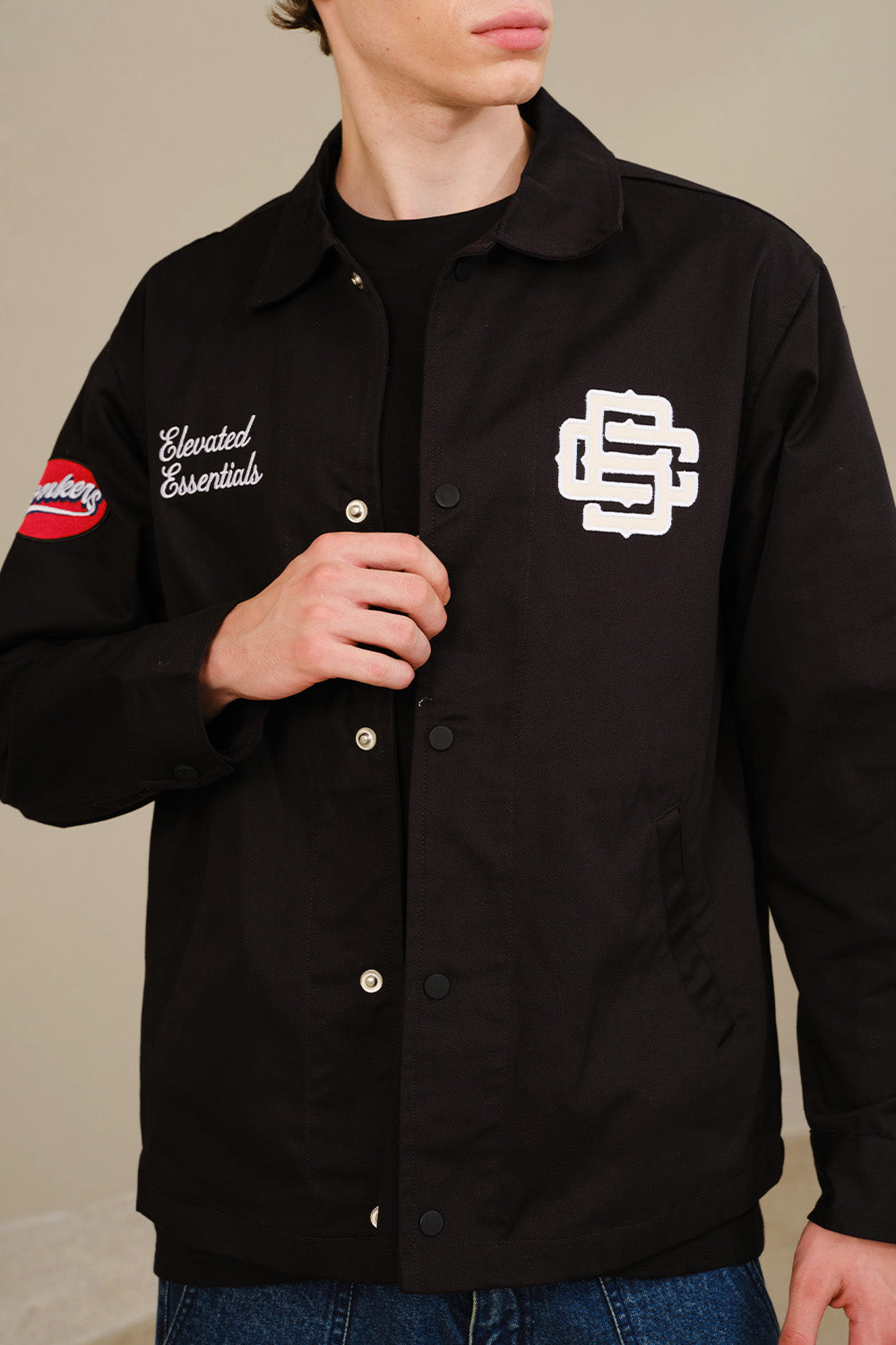 Black Varsity Shacket - BonkersCorner