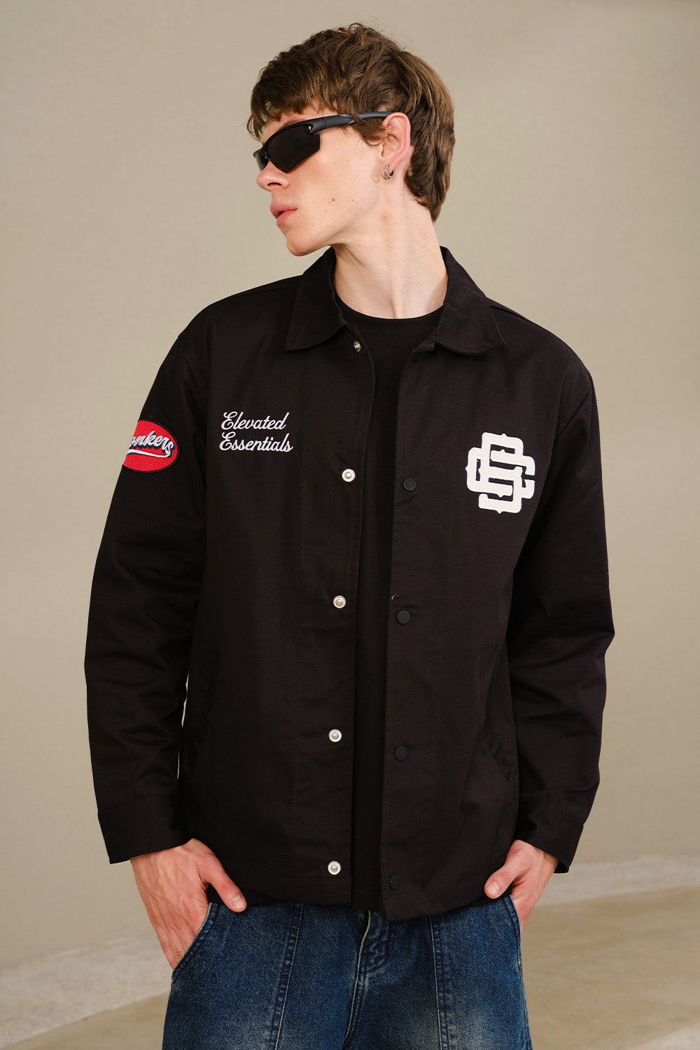 Black Varsity Shacket - BonkersCorner