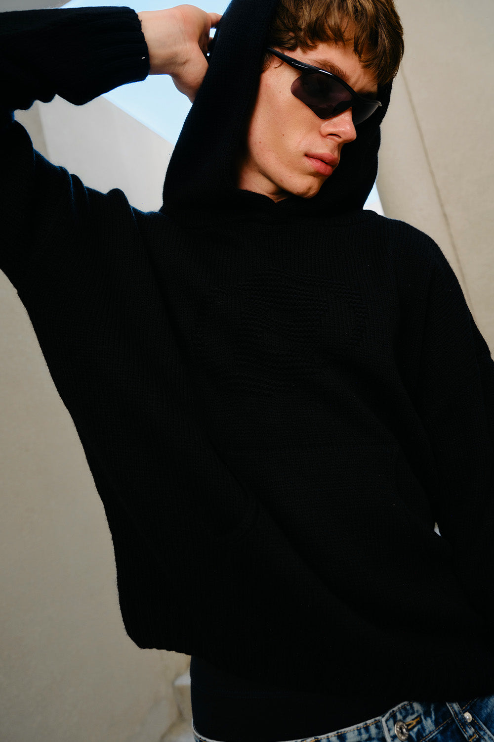 Black Void Knit Hoodie