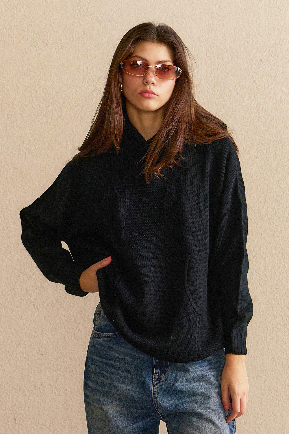 Black Void Knit Hoodie