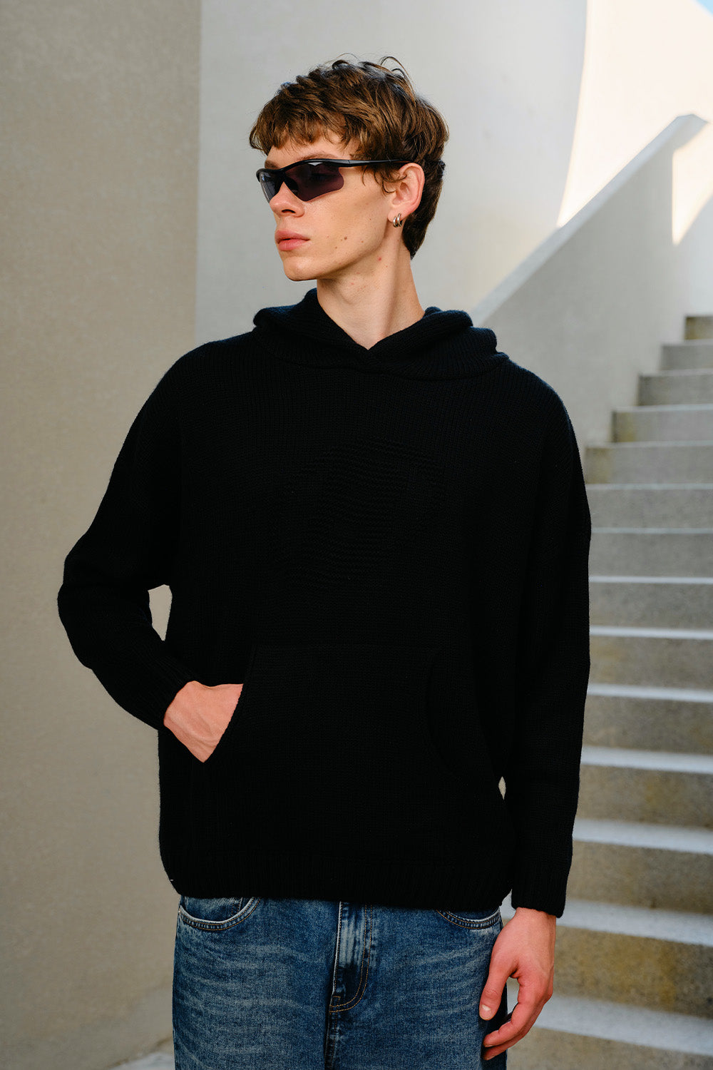 Black Void Knit Hoodie