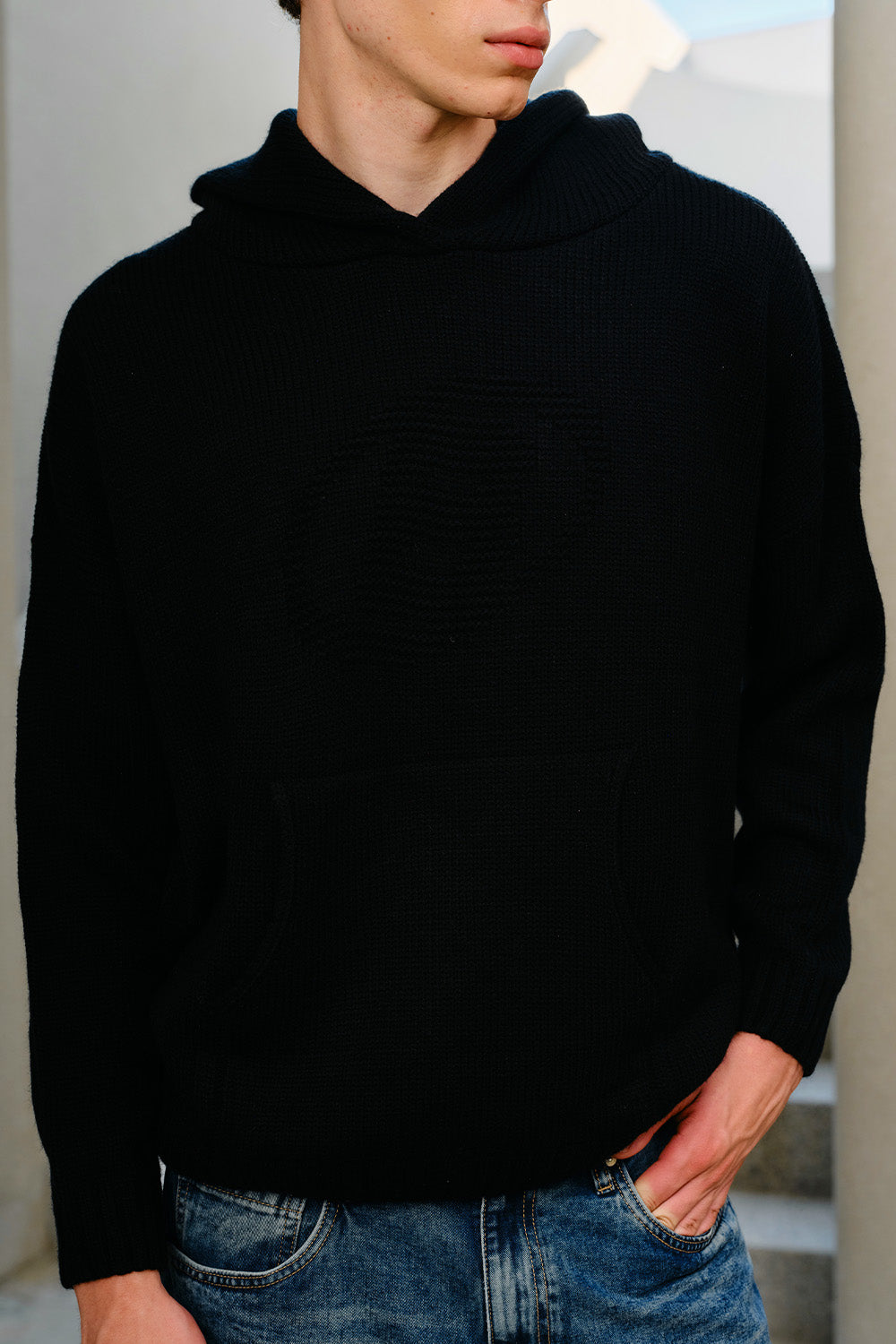 Black Void Knit Hoodie