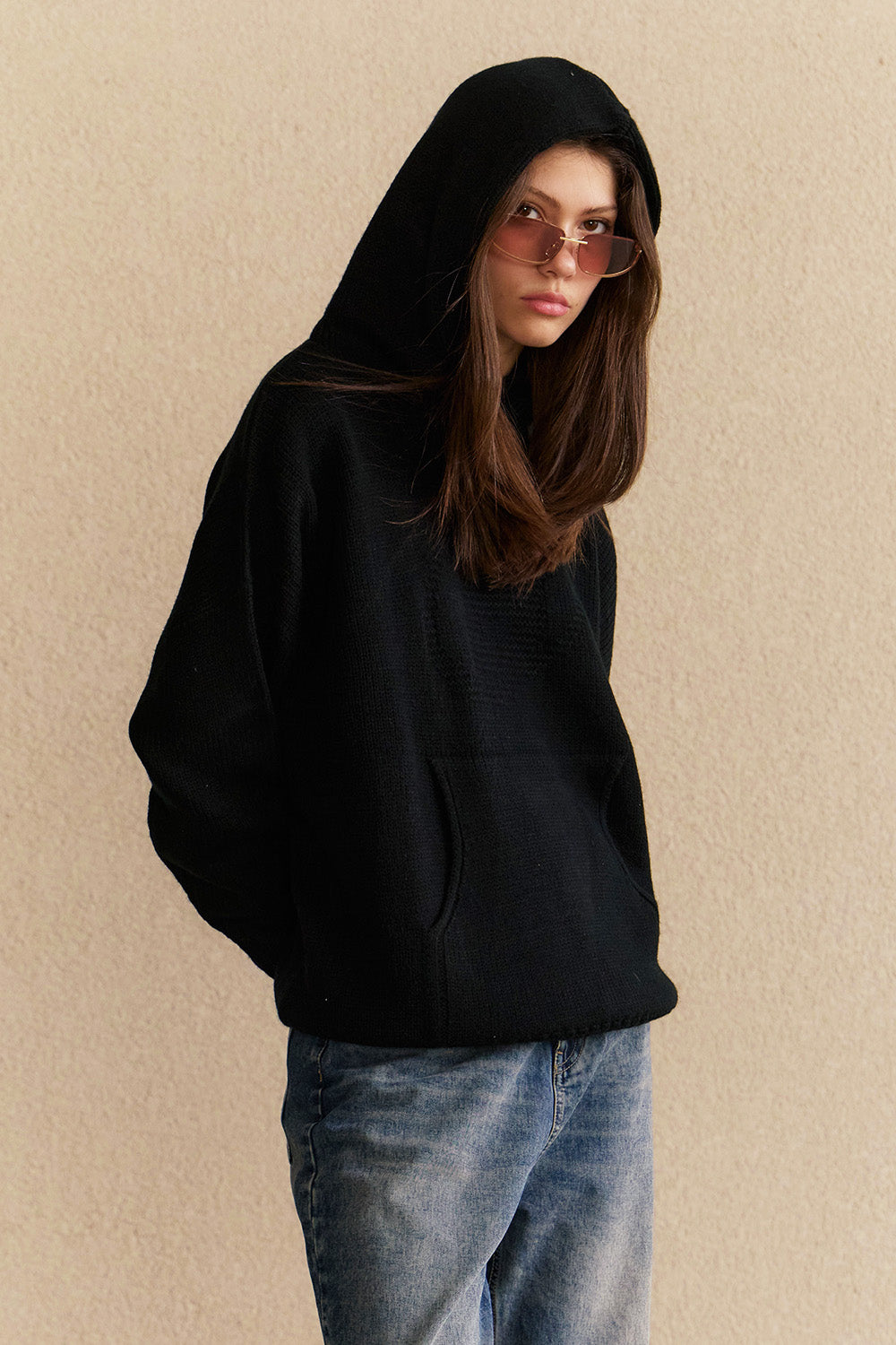 Black Void Knit Hoodie