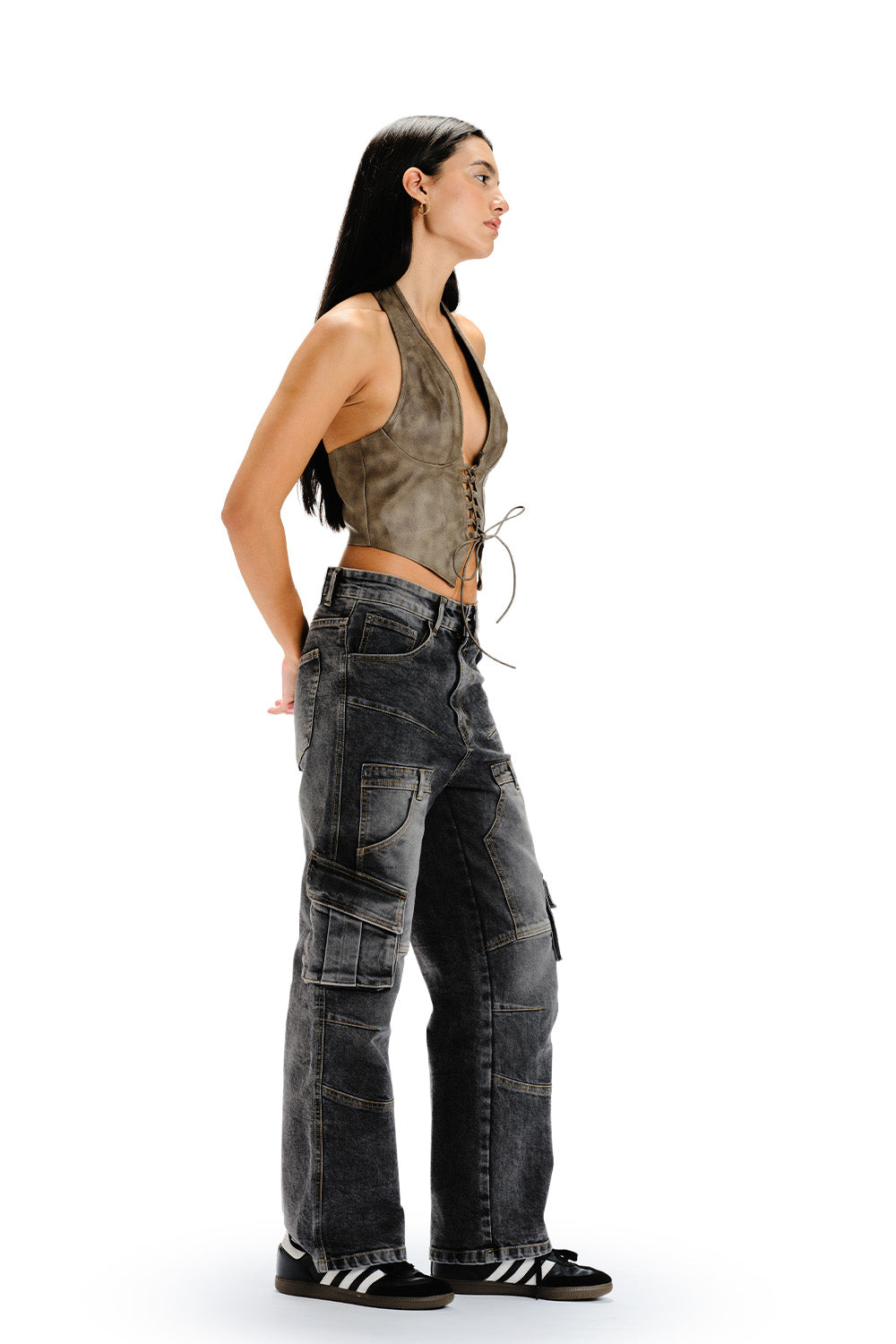 Black Wash Workwear Cargo Jeans - BonkersCorner