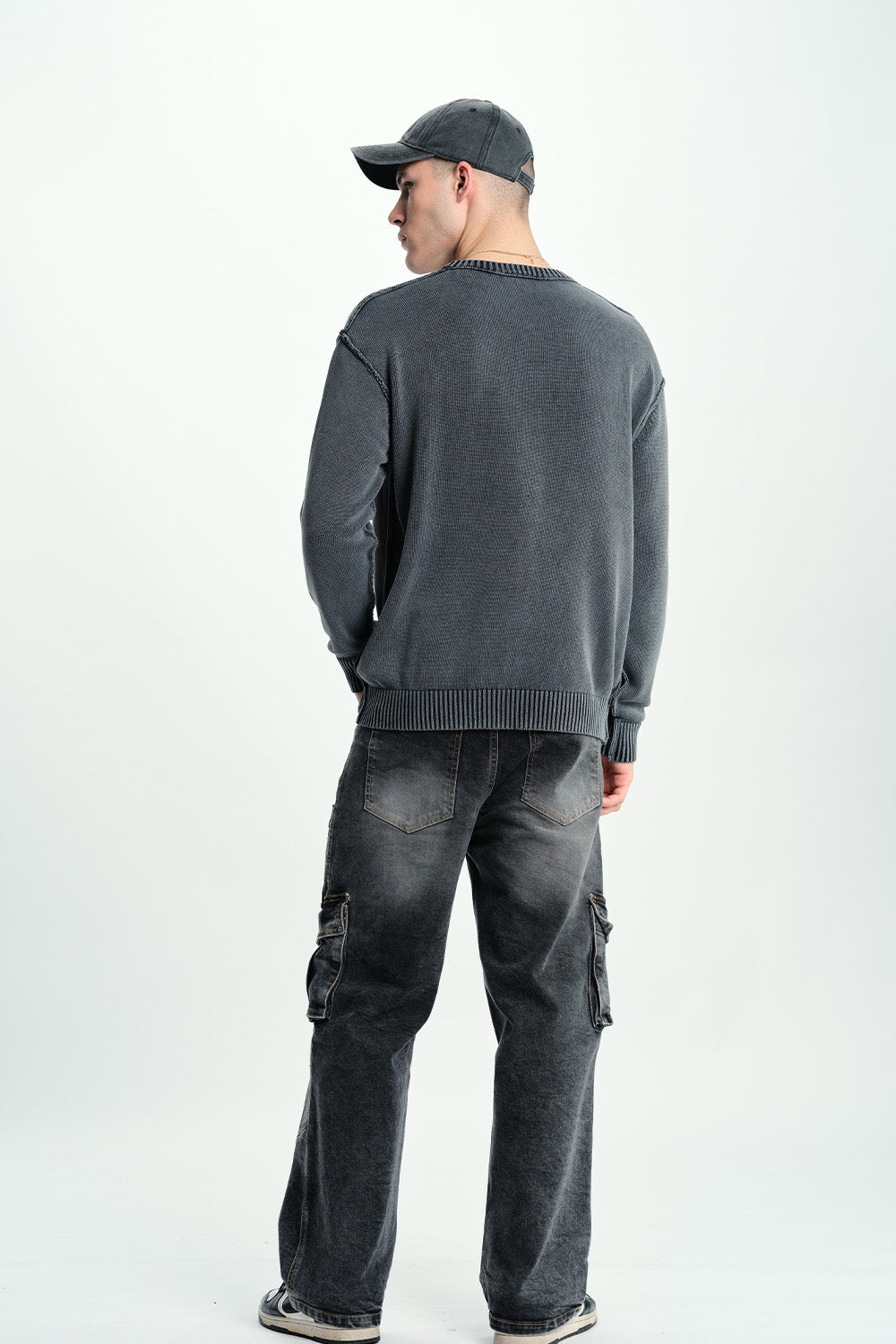 Black Wash Workwear Cargo Jeans - BonkersCorner