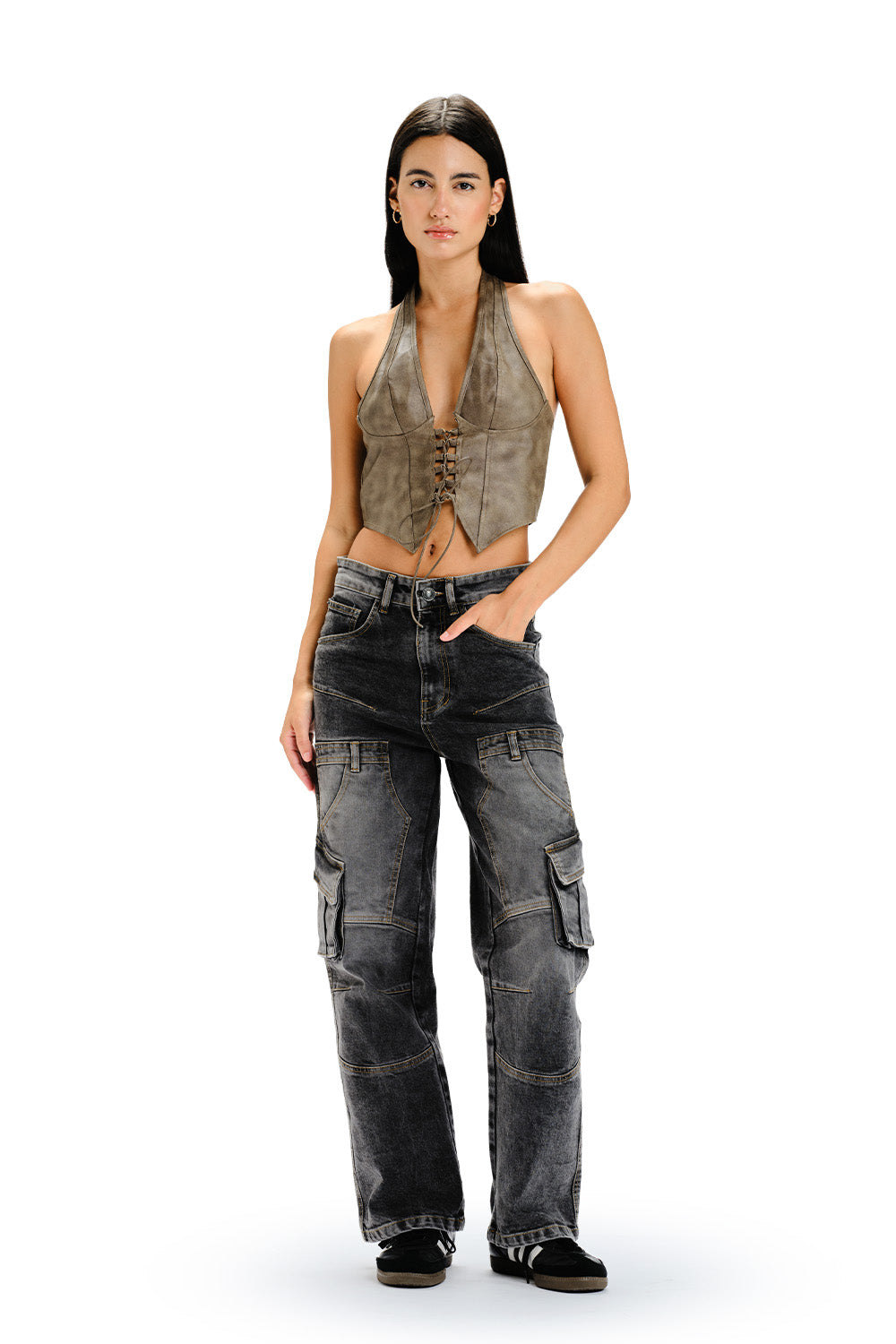 Black Wash Workwear Cargo Jeans - BonkersCorner