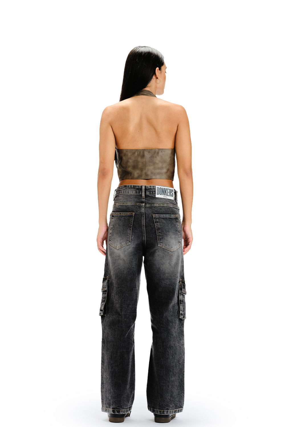 Black Wash Workwear Cargo Jeans - BonkersCorner