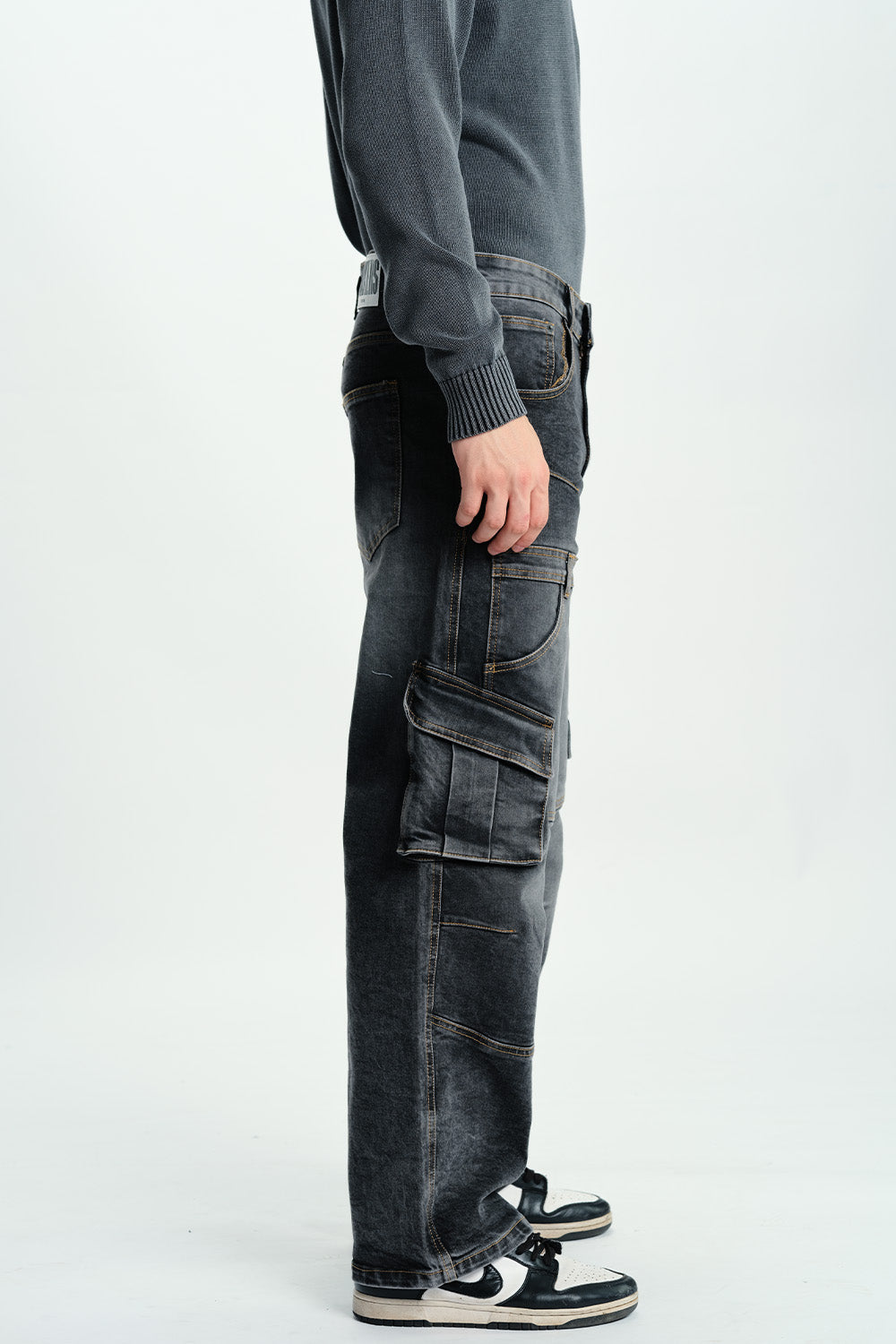 Black Wash Workwear Cargo Jeans - BonkersCorner
