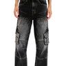Black Wash Workwear Cargo Jeans - BonkersCorner