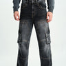Black Wash Workwear Cargo Jeans - BonkersCorner