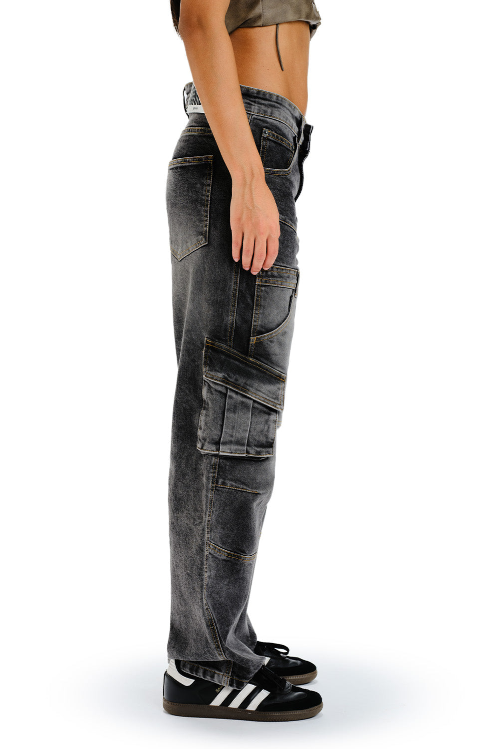 Black Wash Workwear Cargo Jeans - BonkersCorner