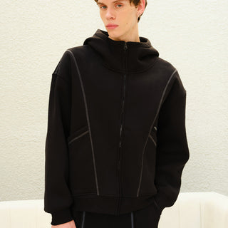 Black Contour Zip Hoodie - BonkersCorner