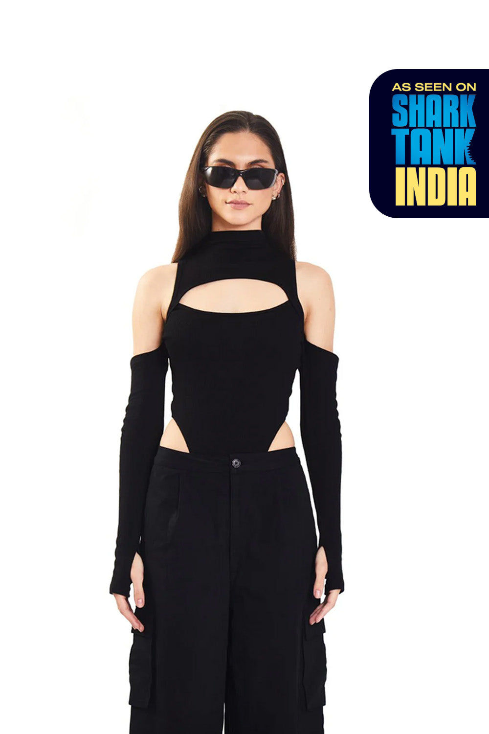 Black Ribbed Two Way Bodysuit - BonkersCorner