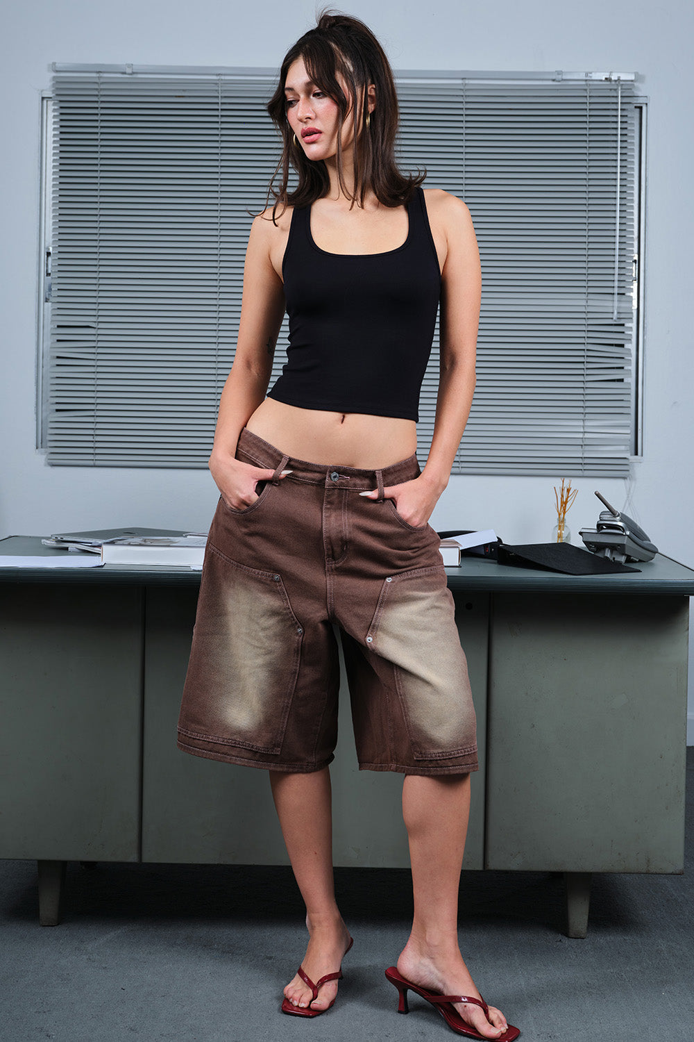 Black Square Neck Tank