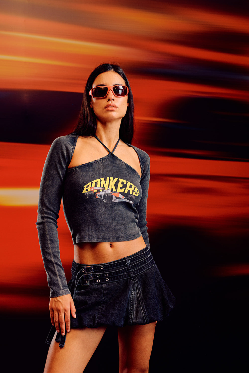 Blitz Halter Neck Long Sleeve Top - BonkersCorner