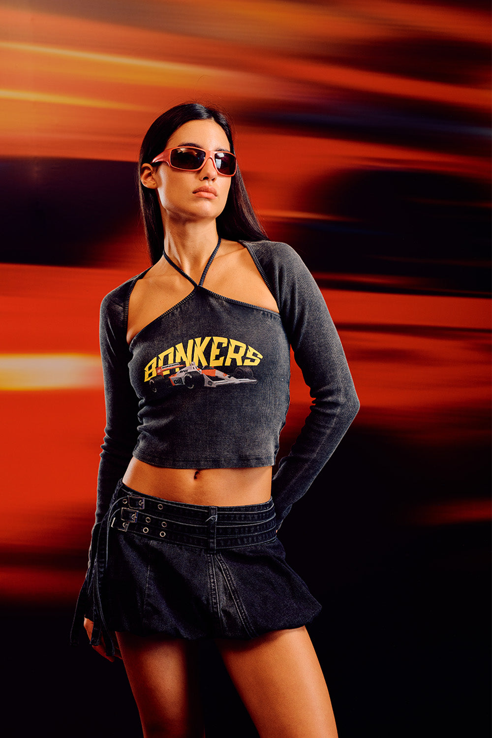 Blitz Halter Neck Long Sleeve Top - BonkersCorner